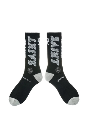 SAINT MXXXXXX logo-intarsia ribbed-knit socks - Black
