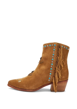 FRAU fringed stud-embellished ankle boots - Brown