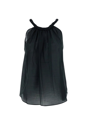 Semicouture braided-neck gathered top - Black