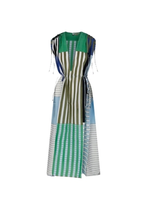 mapoésie Ziggy Riviera striped patchwork dress - White