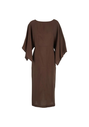 Merci textured cape-sleeve midi dress - Brown
