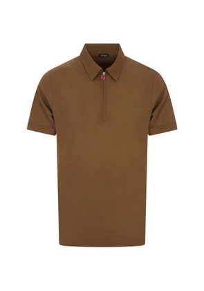 Kiton zip-up piqué polo shirt - Brown