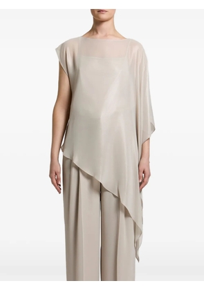 Peserico asymmetric-hem metallic-finish top - Neutrals