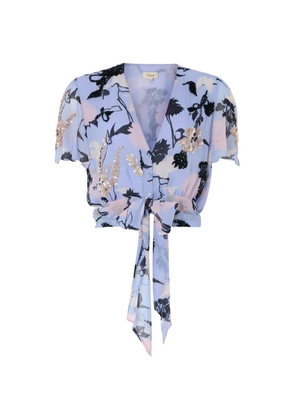 Temperley London Maisie sequin-embellished floral-print blouse - Blue