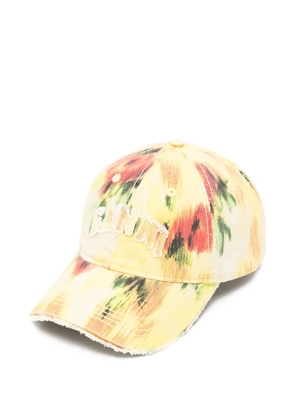 GANNI logo-embroidered cap - Yellow