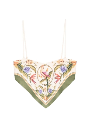 FARM Rio Strilitzia floral-print handkerchief-hem bikini top - Neutrals