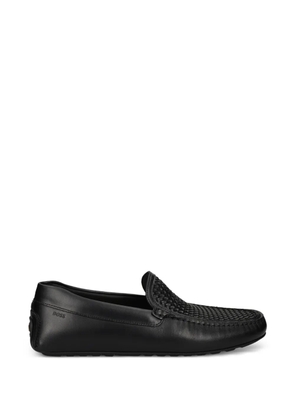 BOSS woven-panel leather loafers - Black