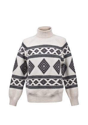 Brunello Cucinelli patterned turtleneck sweater - Neutrals