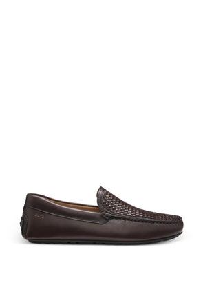 BOSS Noel woven-panel leather loafers - Brown