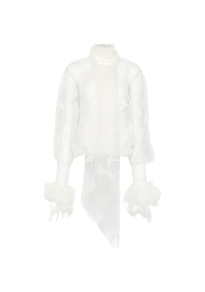 Blumarine butterfly-appliqué pussy-bow blouse - White