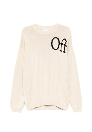 Off-White logo-print round neck jumper - Neutrals