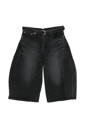 sacai belted barrel-leg shorts - Black