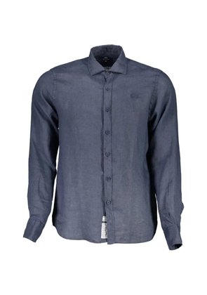 La Martina logo-embroidered linen shirt - Blue