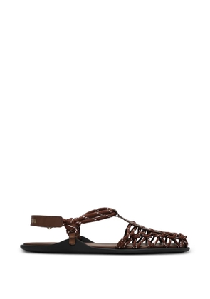 Miu Miu rope-detail logo-plaque sandals - Brown
