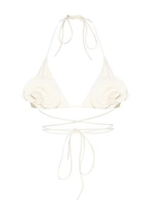 Magda Butrym floral-appliqué bikini top - Neutrals