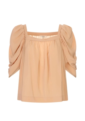 Chloé gathered puff-sleeve blouse - Neutrals
