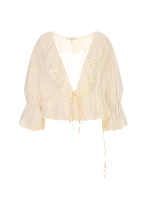 Chloé ruffled lace-trim blouse - Neutrals