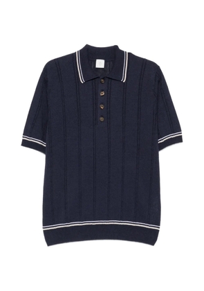 Eleventy cable-knit striped-trim polo shirt - Blue