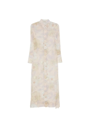 Faliero Sarti floral-print long-sleeve shirt midi dress - Pink