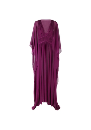 Alberta Ferretti Abito Creponne gathered-waist draped dress - Purple