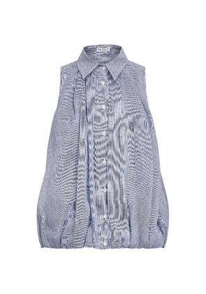 Brunello Cucinelli striped pleated shirt - Blue