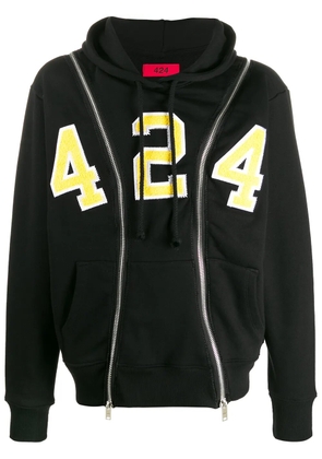 424 appliqué zip detail hoodie - Black