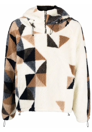 424 fleece geometric-detail sweatshirt - Neutrals
