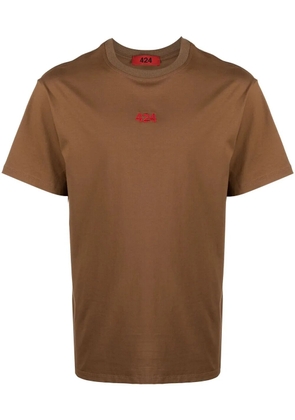 424 embroidered micro logo T-shirt - Brown