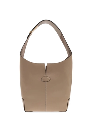 Tod's small logo-patch leather tote bag - Neutrals