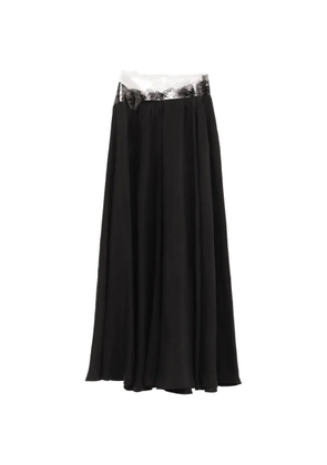 Maison Margiela lace-trim pleated maxi skirt - Black