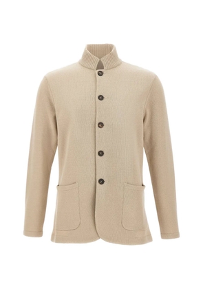 Eleventy ribbed high-collar cardigan - Neutrals