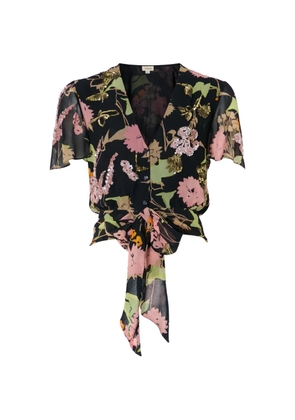 Temperley London Maisie sequin-embellished floral-print blouse - Black