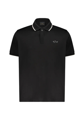 Paul & Shark logo-embroidered tipped-trim polo shirt - Black