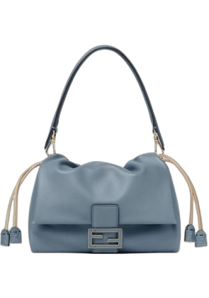 FENDI Mamma Baguette gathered-effect logo-buckle shoulder bag - Blue