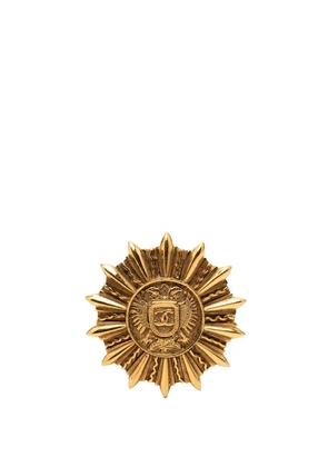 CHANEL Pre-Owned 1970-1980 Gold Plated Sunburst Shield Brooch costume brooch