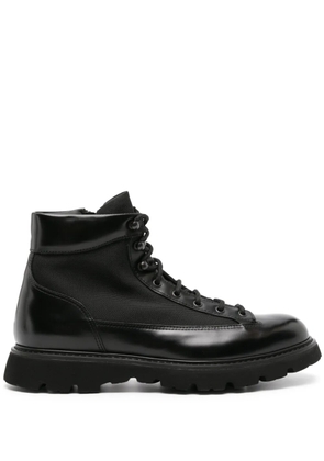 Doucal's lace-up panelled ankle boots - Black