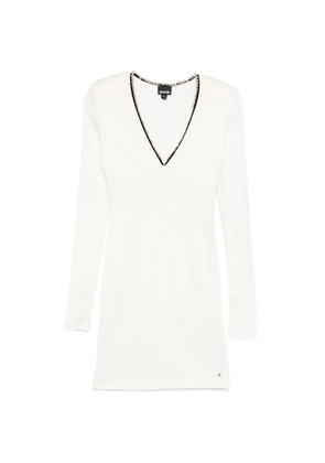 Just Cavalli beaded V-neck mini dress - White