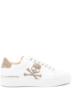 Philipp Plein skull-patch leather sneakers - White