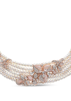 Yoko London pearl and diamond floral necklace - Pink