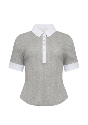 Cinq A Sept Jaden ribbed-knit polo top - Grey