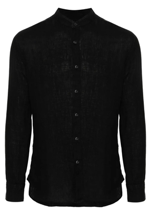 120% Lino band-collar linen shirt - Black