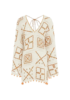 ALEMAIS Marva crochet pom-pom mini dress - Neutrals