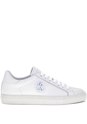 Roberto Cavalli embossed-logo leather sneakers - White