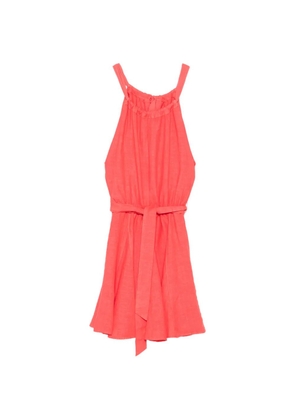 120% Lino belted bow-detail midi dress - Red