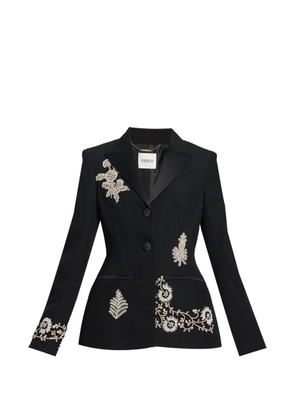 ERDEM embroidered grain de poudre peak-lapel blazer - Black