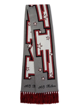 Off-White x AC Milan intarsia-knit scarf - Grey