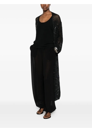 Akep sequin-embellished open-knit cardigan - Black