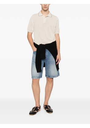 AMARANTO perforated-knit polo shirt - White