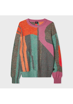 PS Paul Smith 'Glitch Floral' Cotton-Mohair Sweater Green