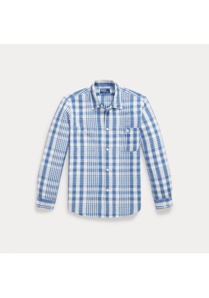 Classic Fit Plaid Linen-Cotton Workshirt